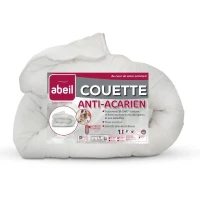 Couette anti-acariens - 220 x 240 cm - Chaude - 400 g/m² 2 personnes - Blanc - ABEIL(m-4)