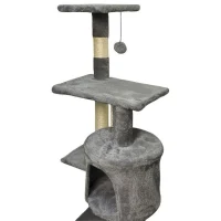 PALOMA Arbre a chat gris foncé 40 x 40 x 114cm -  3 plateformes, 1 corde, 1 niche , poteaux a griffer(m-4)