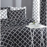 Parure de lit - 1 housse de couette 220 x 240 cm + 2 taies d'oreiller 60 x 60 cm - 100% coton renforcé - Noir(m-2)