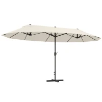 Outsunny Chapéu de Sol Duplo 4,55x2,65x2,38 m Chapéu de Sol de Jardim com Manivela Manual com Proteção Solar UV Creme(m-10)