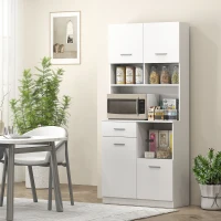 HOMCOM Buffetkast met Lade, Soft-Close Deuren, 80 x 35 x 180 cm - Wit(m-10)