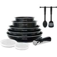 Batterie de cuisine 10 pieces Arthur Martin - Aluminium - Tous feux sauf induction - Noir(m-1)