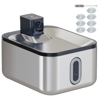 PawHut Fonte de Água Automática para Gatos 5 L em Aço Inoxidável Silenciosa Filtro Triplo USB Prata