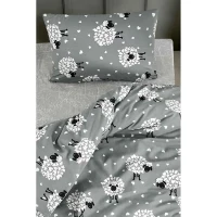 Parure de lit - 1 housse de couette 220 x 240 cm + 2 taies d'oreiller 60 x 60 cm - 65% coton, 35% polyester - Gris(m-4)