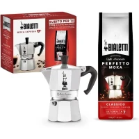 Cafetiere italienne + 1 Café Perfetto Moka Classico - BIALETTI - MOKA - 3 tasses - 0,30 L - Paquet de 250 g - Argent(m-1)