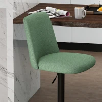 HOMCOM Conjunto de 2 Bancos de Bar Altura Ajustável Estofado em Tecido Giratório em 360° com Encosto 44x53x(91-111) cm Verde(m-5)
