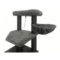 GUILY Arbre a chat stable - Idéal chats taille moyens - 50 x 50 x 141 cm - Gris foncé - 2 plateformes, 1 perchoir, 1 cabane, 1 rampe(m-5)