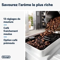 Machine expresso broyeur DELONGHI Magnifica Start ECAM220.61.W - Blanc inox - machine a café a grains(m-3)