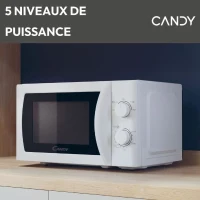 CMW20SMW Micro-ondes Mono CANDY Idea - 20L - MO : 700W - UI mécanique - 5 niveaux de puissance - Blanc(m-3)