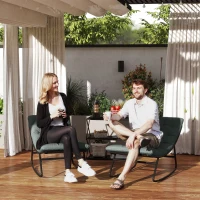 Outsunny Conjunto de 2 Cadeiras de Balanço para Exterior com Almofadas Grossas Assento em Tecido Textilene Respirável Cinza(m-2)