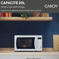 Micro-ondes Candy Idea CMWA20SDLW 700W Digital 20L Blanc - Fonction Décongélation - 5 Niveaux de Puissance - 8 Menus Automatiques(m-2)