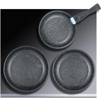 Set de 3 poeles - Arthur Martin - AM2196 - 20-24-26 cm - Acier inoxydable - Poignée amovible - Tous feux dont induction(m-3)