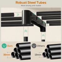 HOMCOM Dulap de Haine cu 2 Bare și 4 Rafturi, din Material Non-Țesut, Plastic și Oțel, 142x43x185 cm, Negru(m-7)