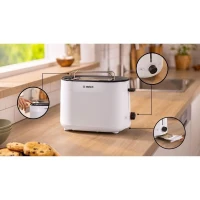 Toaster - BOSCH -  TAT2M121 MyMoment - Blanc - 2 tranches - centrage automatique du pain - fonctions décongélation et réchauffage(m-2)
