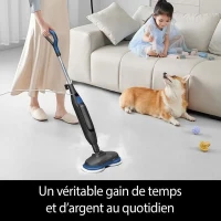Balai Nettoyeur Vapeur - EZICLEAN STEAM WAVE 360 - 1200 W - 24 g/min - 450 ml - Noir / Bleu(m-6)