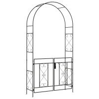 Outsunny Arco de Jardim com Portão Estilo Ferro Forjado 114x36x232 cm Preto(m-1)