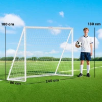 SPORTNOW Baliza de Futebol 2,4x1,8 m Pvc Reforçado Montagem Rápida Branco(m-3)