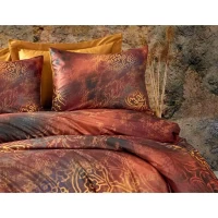 Parure de lit - 1 housse de couette 220 x 240 cm + 2 taies d'oreiller 60 x 60cm - 100 % polyester microsatin - Rouge(m-2)