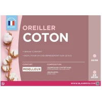 BLANREVE Lot de 2 Oreillers en coton - 60 x 60 cm - Blanc(m-4)