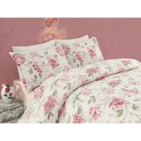Parure de lit - 1 housse de couette 220 x 240 cm + 2 taies d'oreiller 60 x 60 cm - 65% coton, 35% polyester - Creme(m-1)