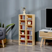 HOMCOM Lot de 2 étagères colonnes Armoire de Rangement CD-DVD 6 + 6 Compartiments dim. 21L x 19l x 88H cm capacité Max. 160 CD Coloris hêtre(m-10)
