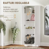 HOMCOM Dulap Multifuncțional cu Uși Batante, 5 Rafturi și 3 Niveluri Reglabile, 60x31,5x165 cm, Alb(m-5)