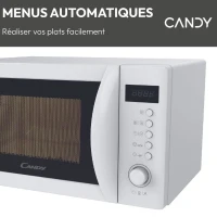 Micro-ondes Candy Idea CMWA20SDLW 700W Digital 20L Blanc - Fonction Décongélation - 5 Niveaux de Puissance - 8 Menus Automatiques(m-4)