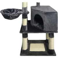 SWIFTY Arbre a chat - 55 x 40 x 138 cm - Gris foncé - 3 plateformes, 1 perchoir, 1 niche, poteaux a griffer(m-5)