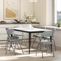 HOMCOM Conjunto de 4 Cadeiras Dobráveis com Encosto e Estrutura de Aço Estofadas em Veludo Estrutura em Aço 45x46x78 cm Cinza Claro(m-5)