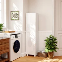 HOMCOM Coluna de Casa de Banho com 2 Portas e Prateleiras Ajustáveis 40x30x167,5 cm Branco(m-2)