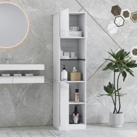 HOMCOM Coluna de Casa de Banho com 2 Portas Prateleiras Ajustáveis 40x38x160 cm Branco(m-4)