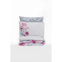 Parure de lit - 1 housse de couette 220 x 240 cm + 2 taies d'oreiller 60 x 60 cm - 100% coton renforcé - Gris(m-3)