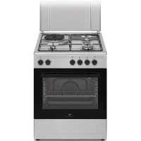 Cuisiniere mixte CONTINENTAL EDISON CECM60FCS - 3 feux gaz + 1 électrique - L59,8 x P61 xH83 cm - Silver(m-1)