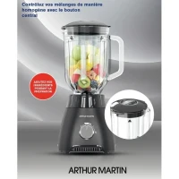 Blender - ARTHUR MARTIN - AMPB40 -Bol en verre gradué 1,5L - 400W - 2 vitesses + pulse - Gris(m-2)