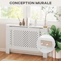 HOMCOM Cobertura para Radiador Ajustável Contemporâneo Extensível 136*200x21,5x91,7 cm Branco(m-4)