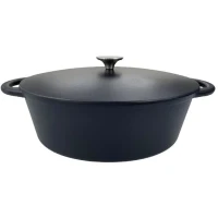 Cocotte en fonte - BAUMALU - 336408 - Ovale 33 cm - Noir mat(m-1)