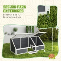 PawHut Casa para Tortugas de Madera sin Base con Tapas Abatible Puerta Frontal Abrible y Pestillos 120x55x50 cm Gris Claro(m-4)