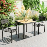 Outsunny Conjunto 2 Cadeiras de Jardim Empilháveis com Braços Alumínio 56x58x83 cm Cinza Escuro(m-2)
