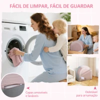 AIYAPLAY Sofá para Crianças com Almofada em Forma de Coroa Dobrável em Cama e Zona de Brincadeiras 116x61x14 cm Rosa e Azul Acinzentado(m-6)