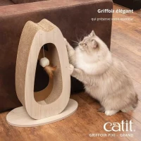 Griffoir pour chat - CATIT - Pixi Grand - Avec balle en tissu et plume - Aspect chene naturel(m-3)