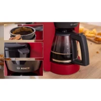 Cafetiere Filtre - BOSCH - TKA2M114 MyMoment - Rouge - Capacité 1,25L - verseuse verre - systeme anti-gouttes(m-3)
