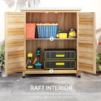 Outsunny Dulap Exterior cu Raft Intern și Banc de Lucru, Dulap de Grădină din Lemn de Brad și Oțel Zincat, 79x43x92 cm, Culoare Lemn(m-6)