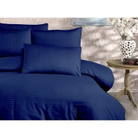 Parure de lit - 1 housse de couette 220 x 240 cm + 2 taies d'oreiller 60 x 60 cm - 80% coton, 20% polyester - Bleu(m-3)
