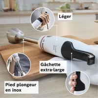 Mixeur plongeant - BOSCH - MSM4W221 - 600 W - 4 lames aiguiseés - Bol mélangeur - Mini hachoir - Fouet - Engrenage céramique(m-4)