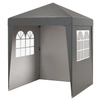 Outsunny Tenda Pop-Up Dobrável 2x2 m Altura Ajustável Uv30+ 3 Paredes Cinza(m-7)