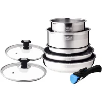 Batterie de cuisine Arthur Martin AM2493 8 pieces - Acier Inoxydable - Poignée amovible - Tous feux dont induction(m-1)