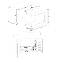Four micro-ondes encastrable Grill CONTINENTAL EDISON MO20IXEG L59,5 x H38,8 cm x P34,35 cm 20L Inox(m-4)
