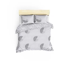 Parure de lit - 1 housse de couette 220 x 240 cm + 2 taies d'oreiller 60 x 60 cm - 65% coton, 35% polyester - Gris(m-2)