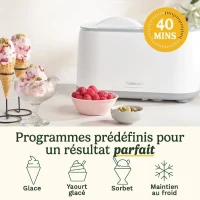 Sorbetiere CUISINART - ICE90E - Capacité 950ml - Préparation rapide en 40min - 100W(m-3)