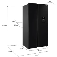 Réfrigérateur américain - CONTINENTAL EDISON - CERA505NFBD - 503 L - Total No Frost (Sans givre) - Classe D - L92 x H177 cm - Noir(m-5)